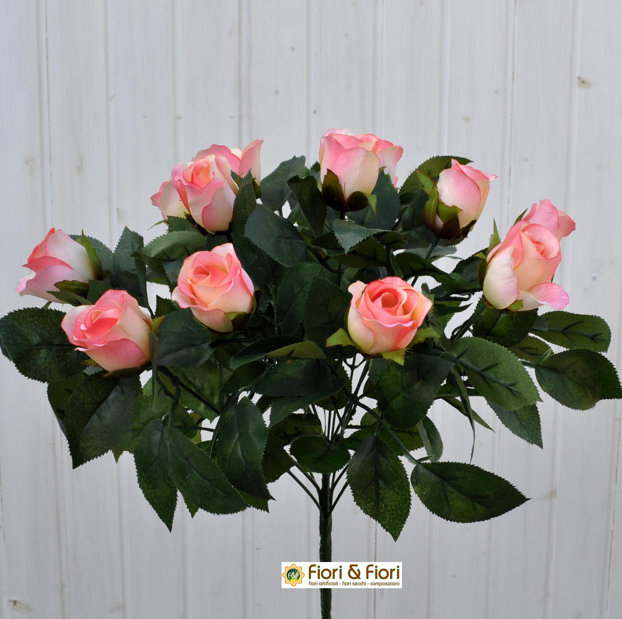 Bouquet fiori artificiali rose paris rosa in materiale di ottima qualità