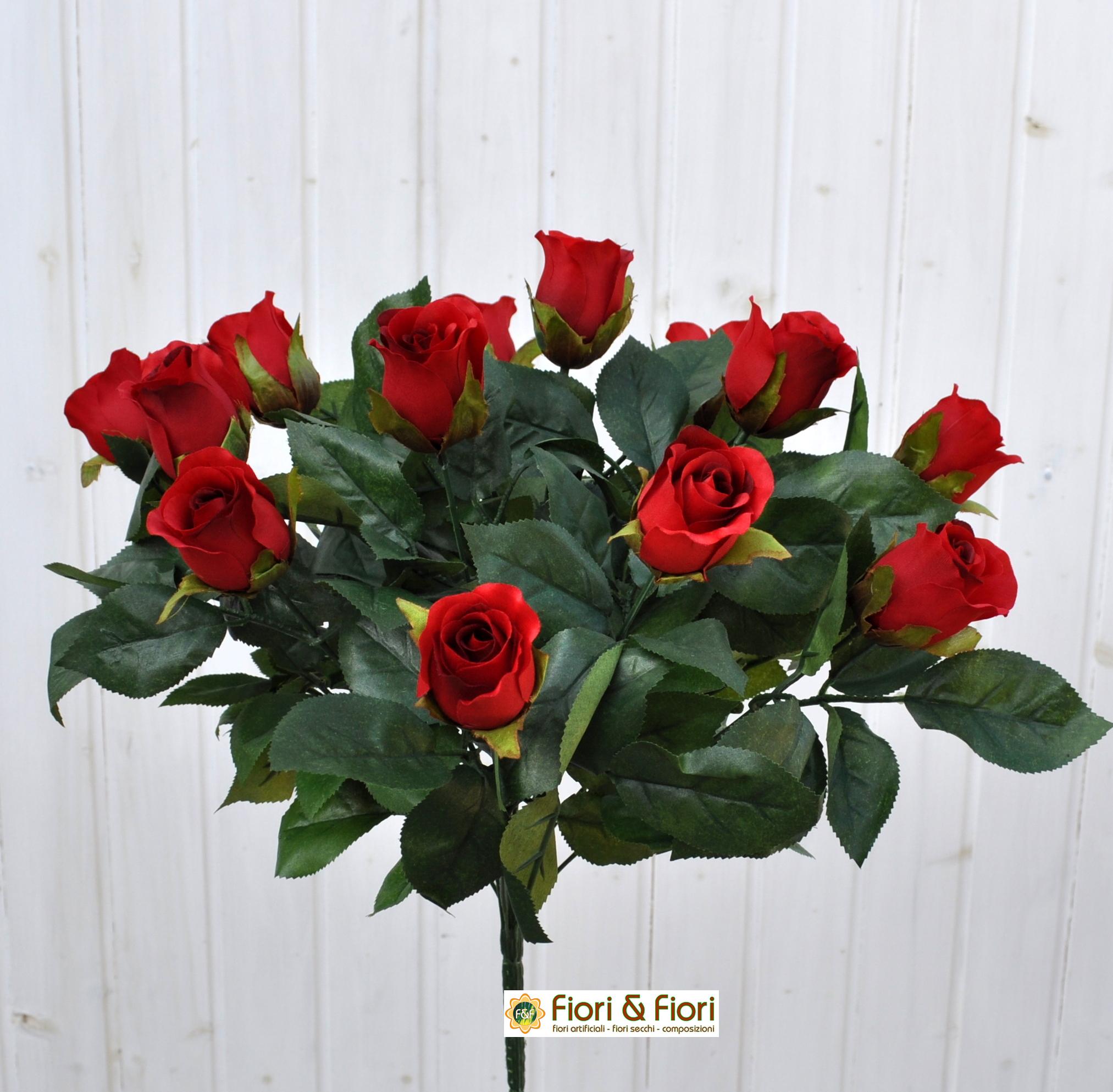 Bouquet fiori artificiali rose paris rosse