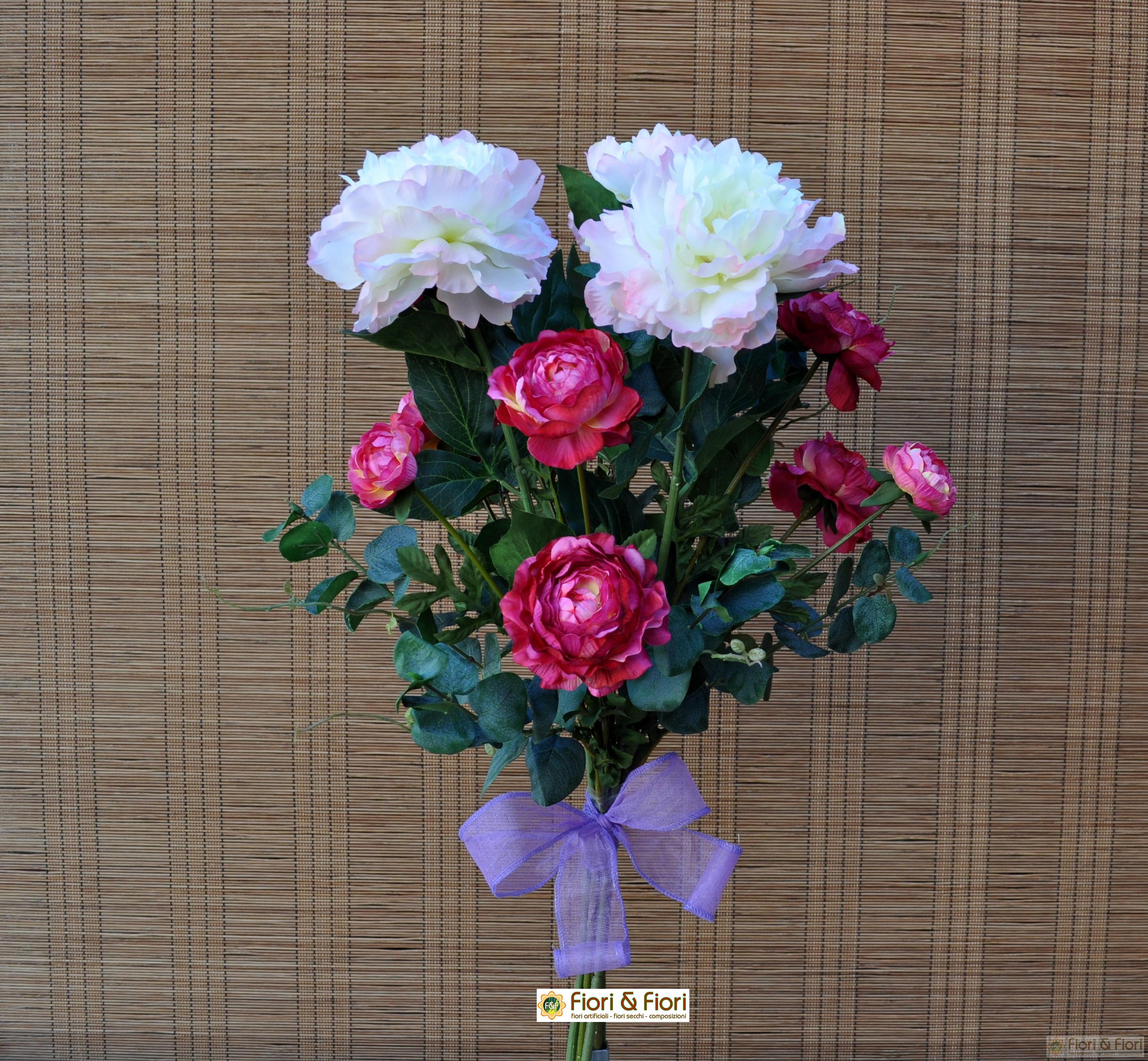 Bouquet di 8 peonie artificiali rosa fucsia H28 | Maisons du Monde
