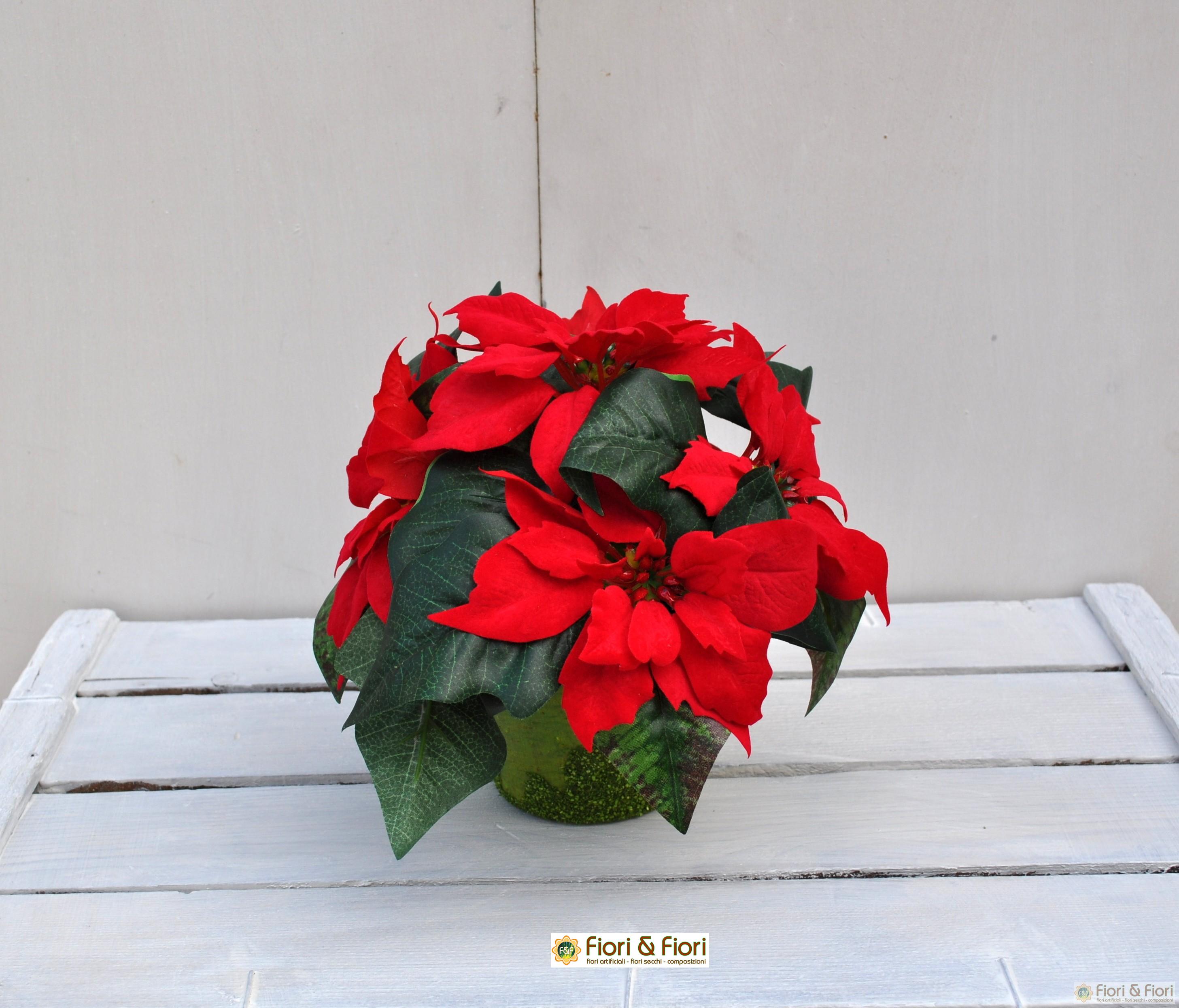 Stella Di Natale Colorata.Vaso Stella Di Natale Artificiale In Tessuto Per Decorazioni Natalizie