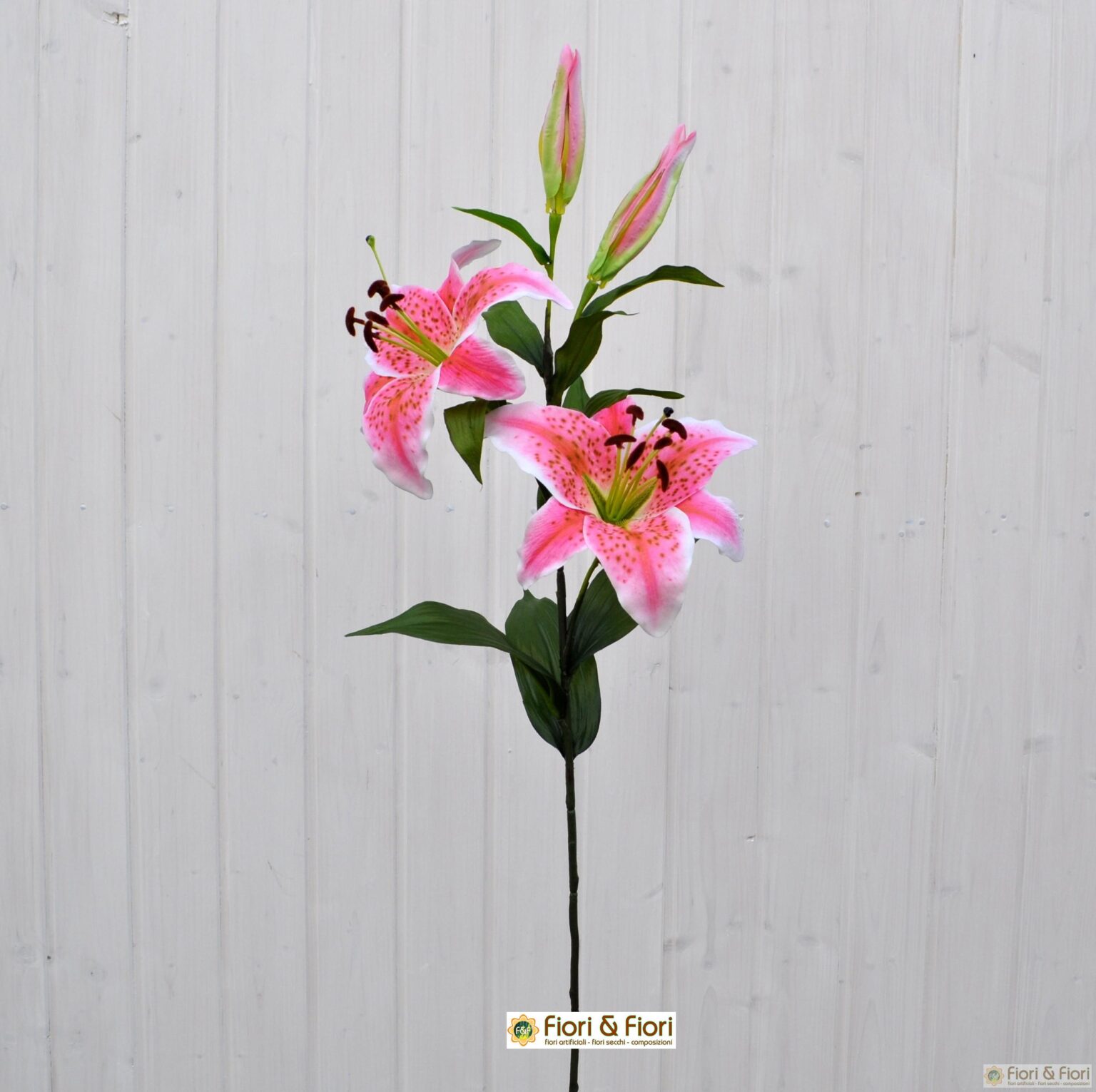 Fiore artificiale rosa henriette rosa screziato