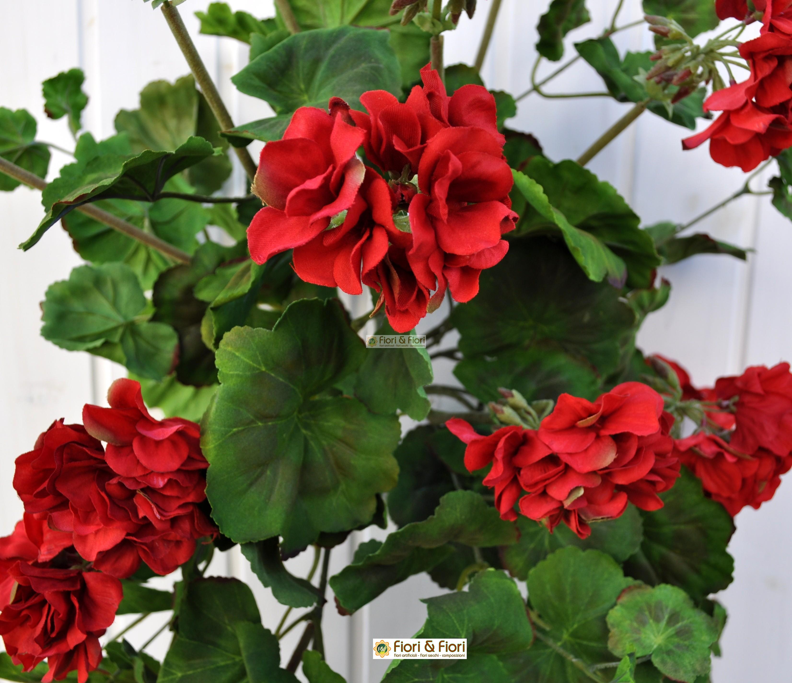 3 Gerani Artificiali Rossi Per Esterno, Altezza 36 Cm, Fiori Finti In Seta Realistici Per Fioriere, Giardino, Balcone E Decorazione Casa - 2