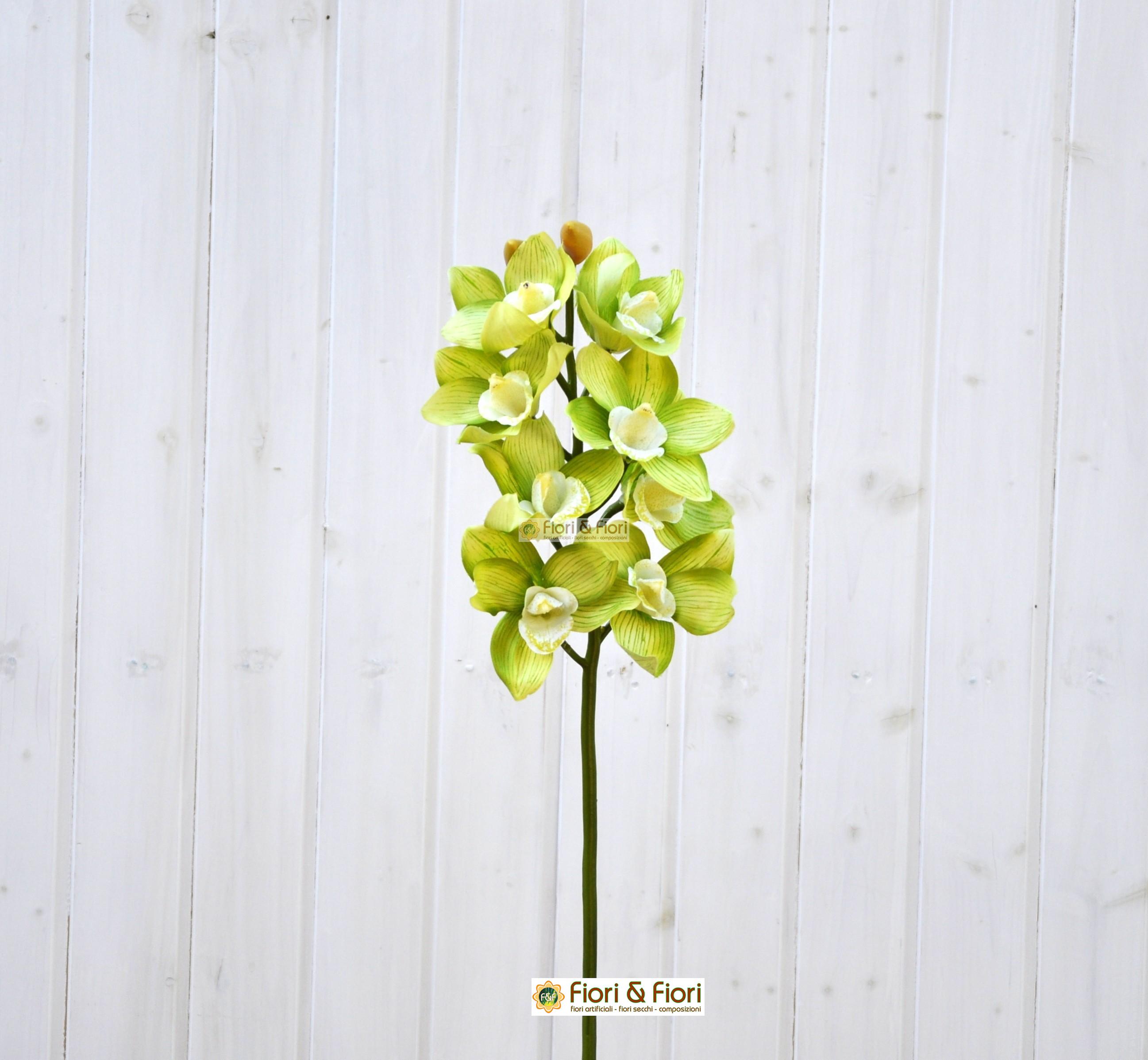 Orchidea Artificiale Cymbidium Verde In Materiale Di Alta Qualita