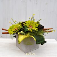 Hbluefat Fiori Finti In Seta Con Vaso In Ceramica - Composizione Giallo Melograno