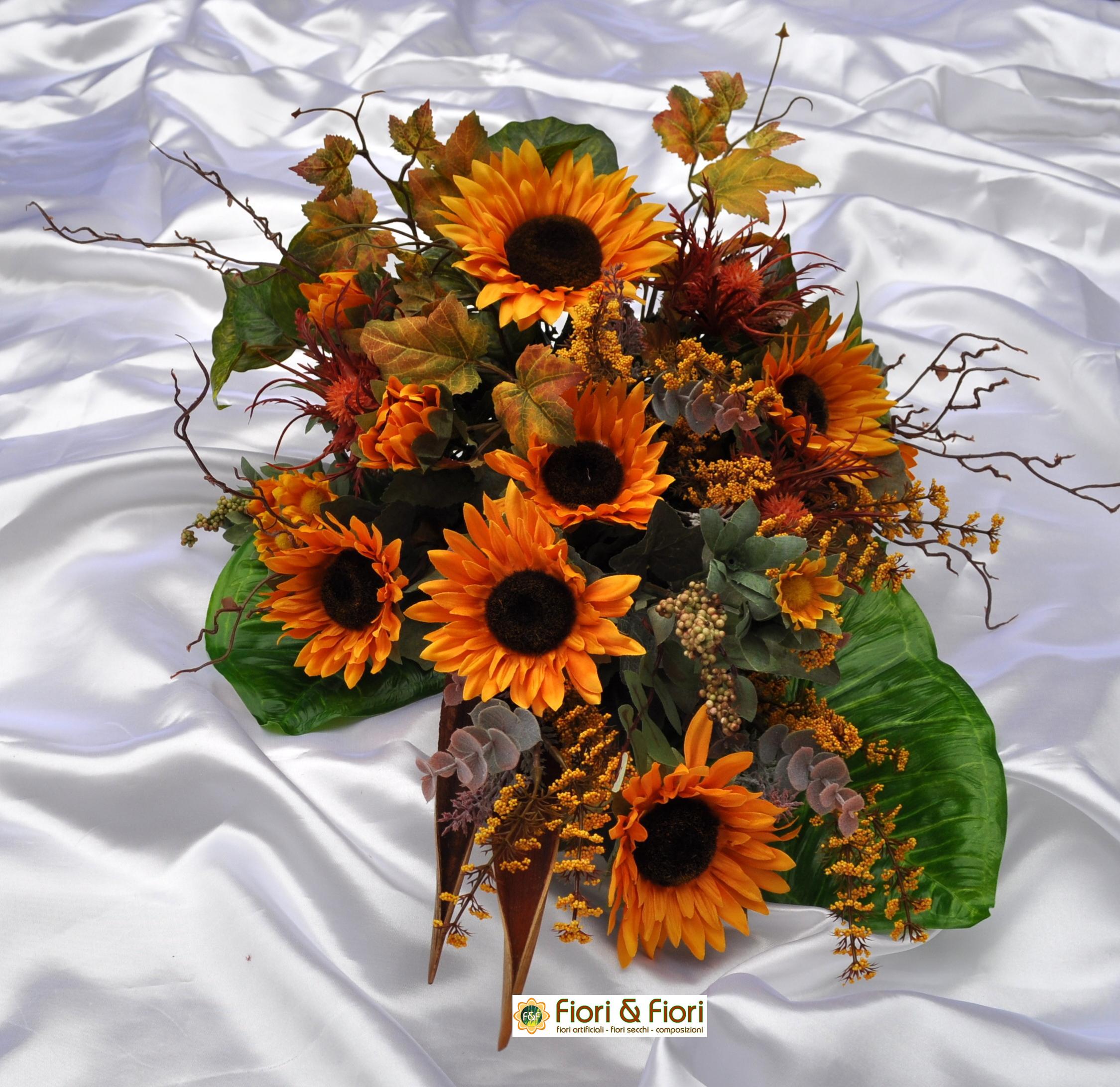 Bouquet fiori artificiali girasoli country