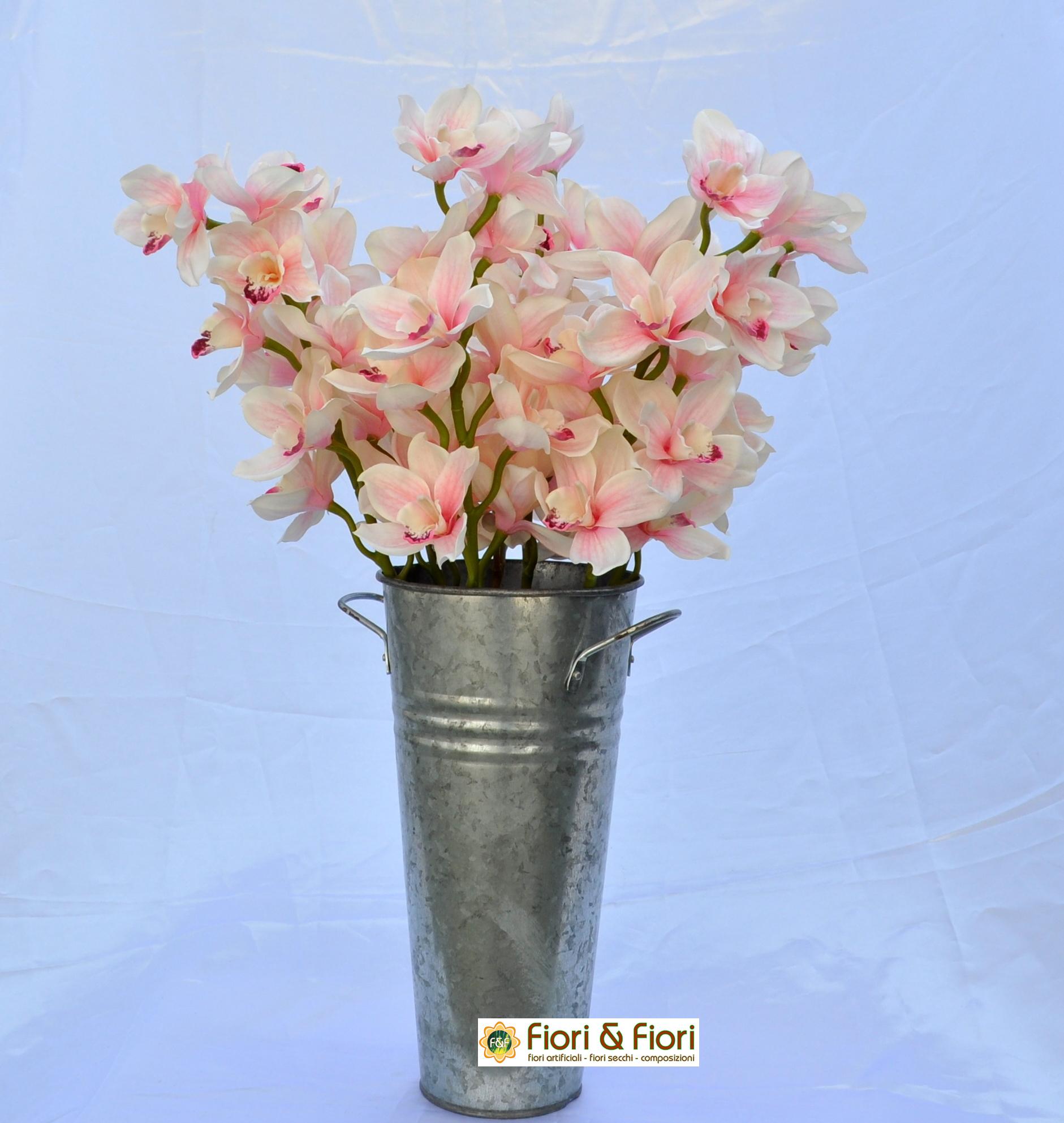 Fiore artificiale Orchidea cymbidium elegant salmone