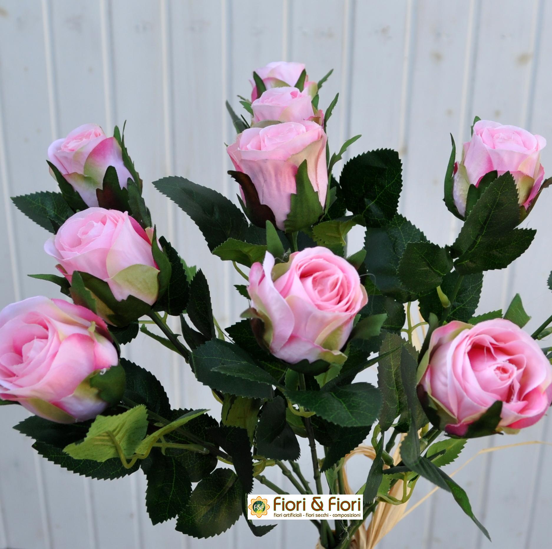 Rose artificiali rosa per composizioni floreali con fiori finti