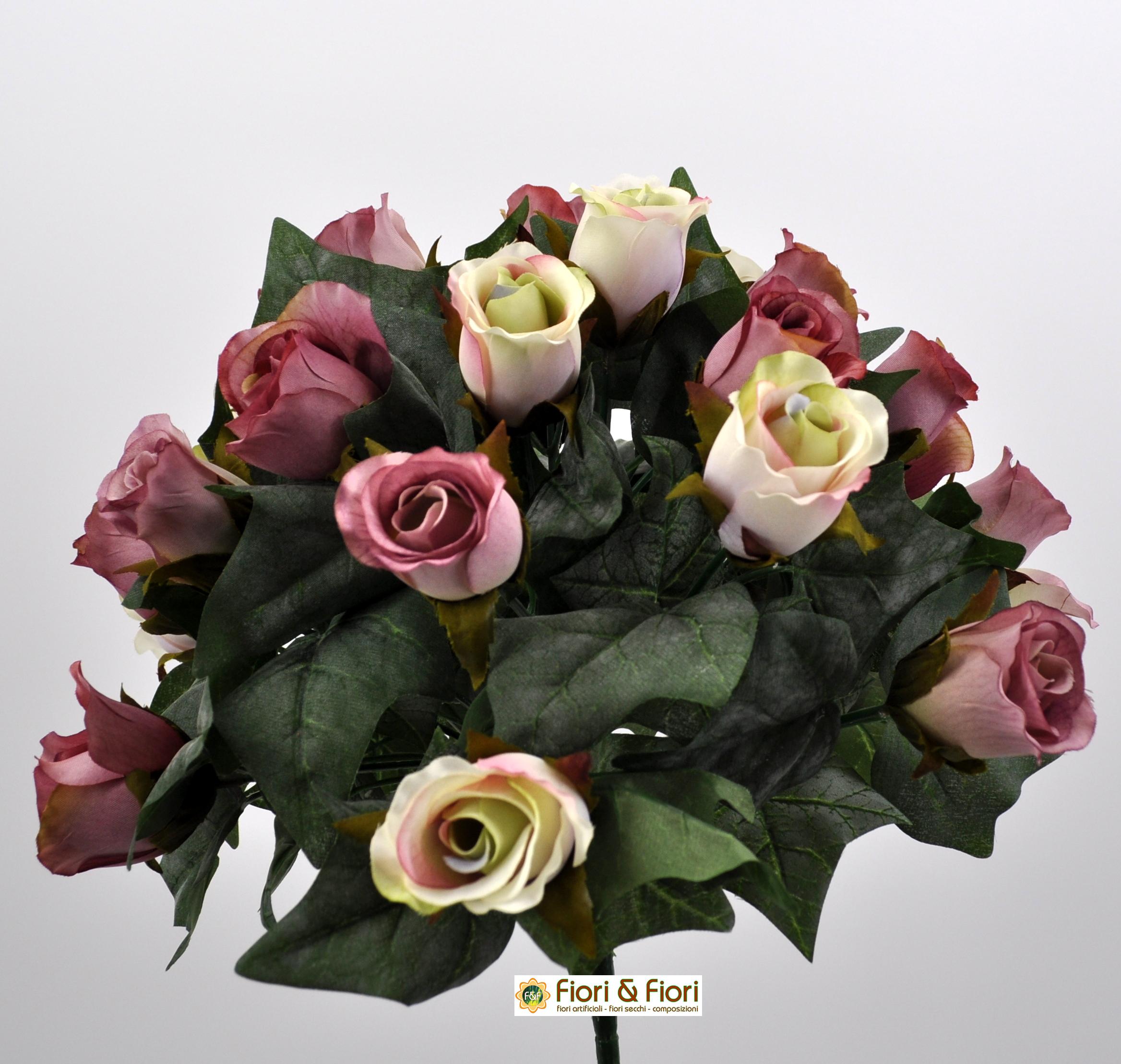 Bouquet fiori artificiali Rose Lady Mary rosa
