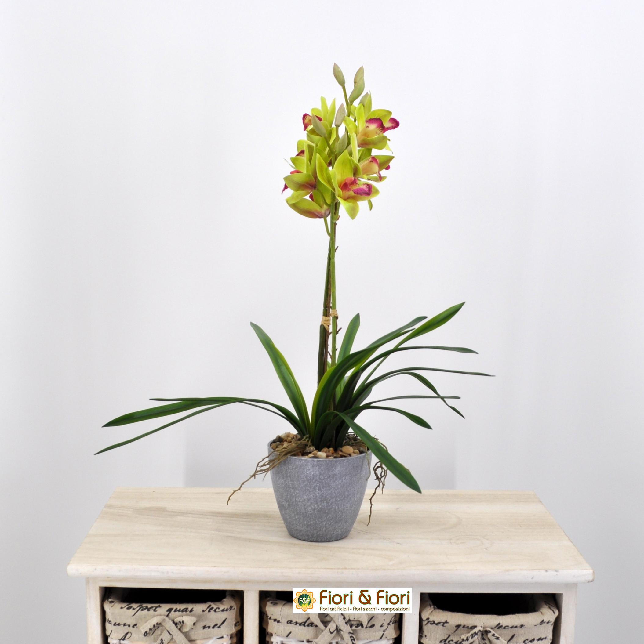 Orchidea Cymbidium artificiale verde per decorazioni floreali di interni
