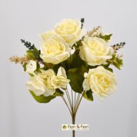 Bouquet fiori artificiali Rose shabby bianco