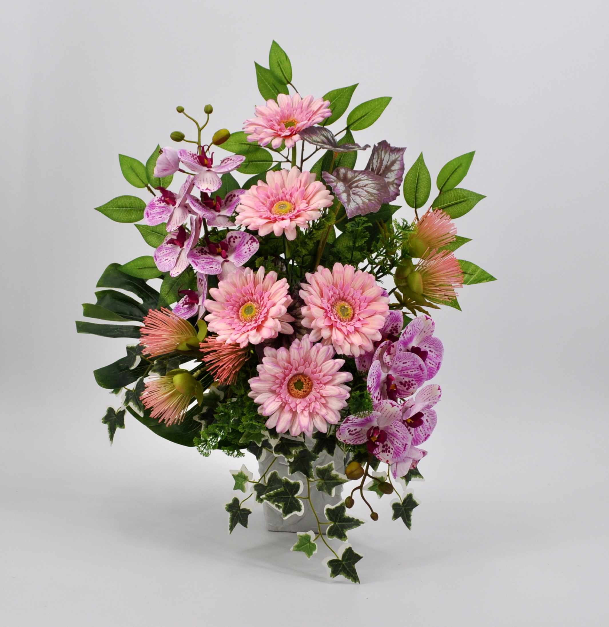 fiori artificiali Gerbera rosa in tessuto lavabile per cimitero