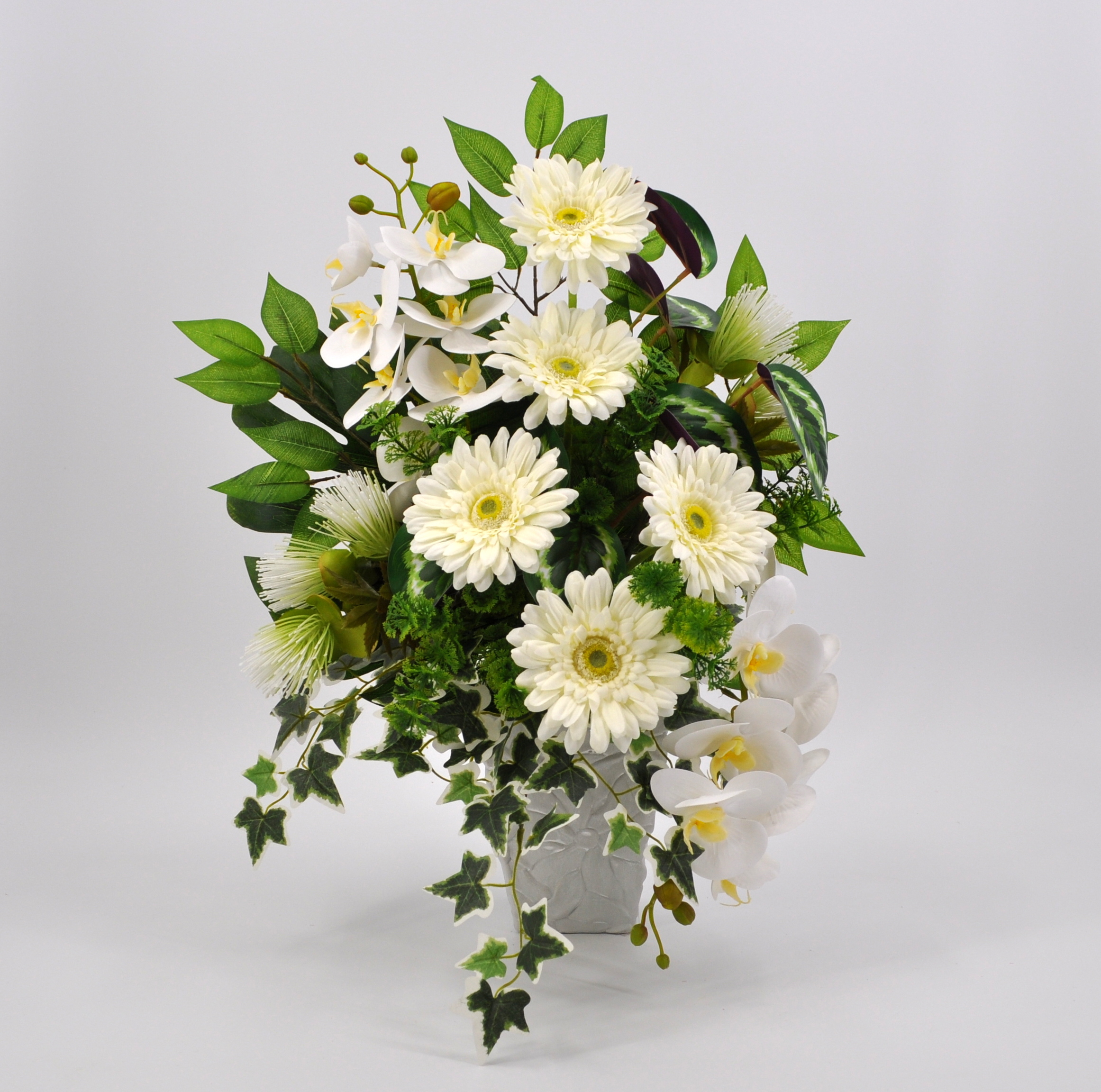 fiori artificiali gerbera bianco per cimitero e luoghi sacri