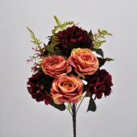 Bouquet fiori artificiali Rose country rosso