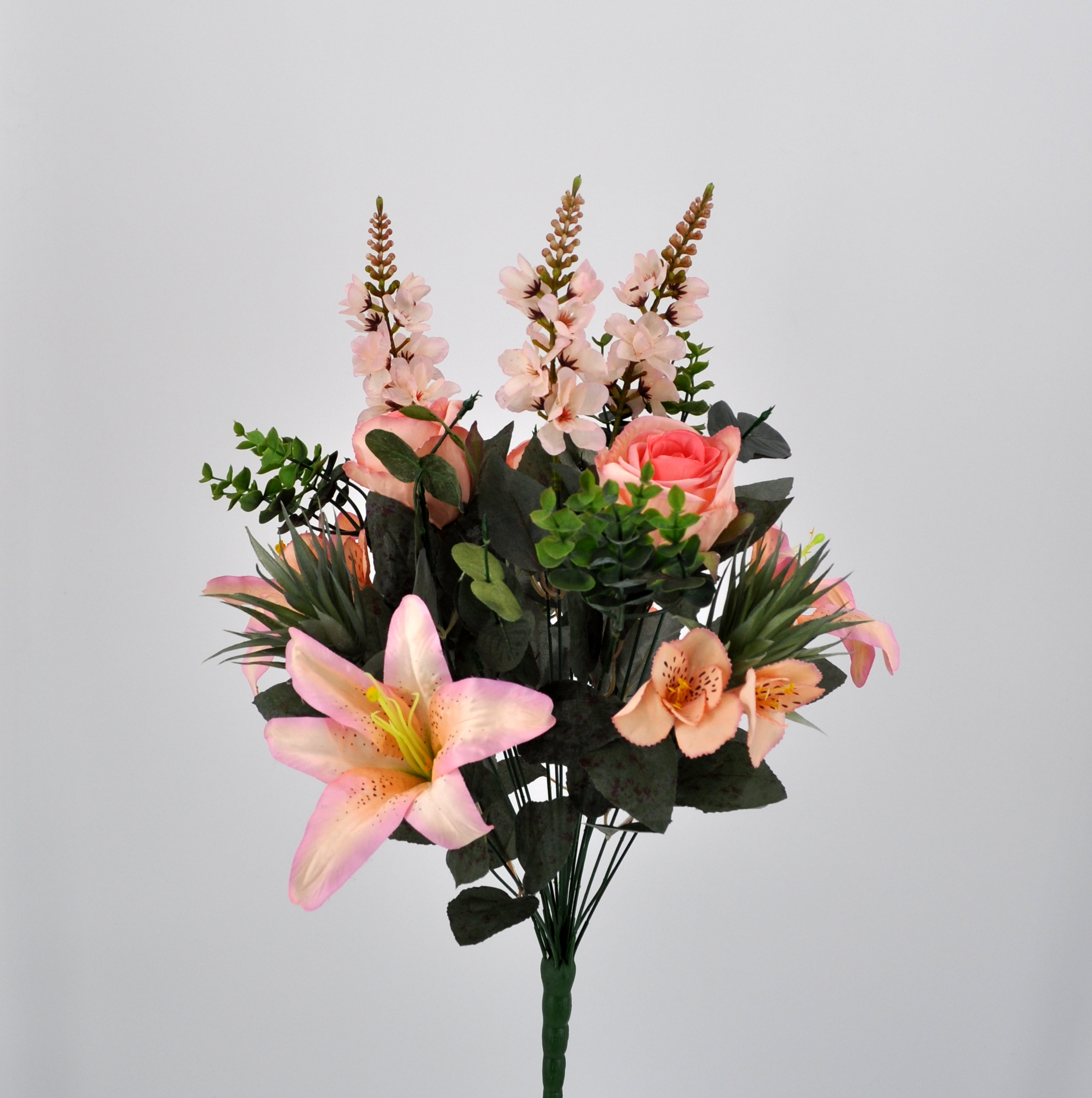 ZOLGINAH Bouquet di fiori artificiali Set di 5 fiori artificiali finti  Giglio plastica per la casa Deco matrimonio Paese Cimitero Pianta  artificiale per esterni interni (rosa)