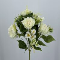 Bouquet fiori finti Peonia country bianco