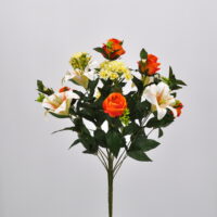 Bouquet fiori artificiali lilium rose arancio