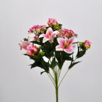 Bouquet fiori artificiali Lilium Rose rosa