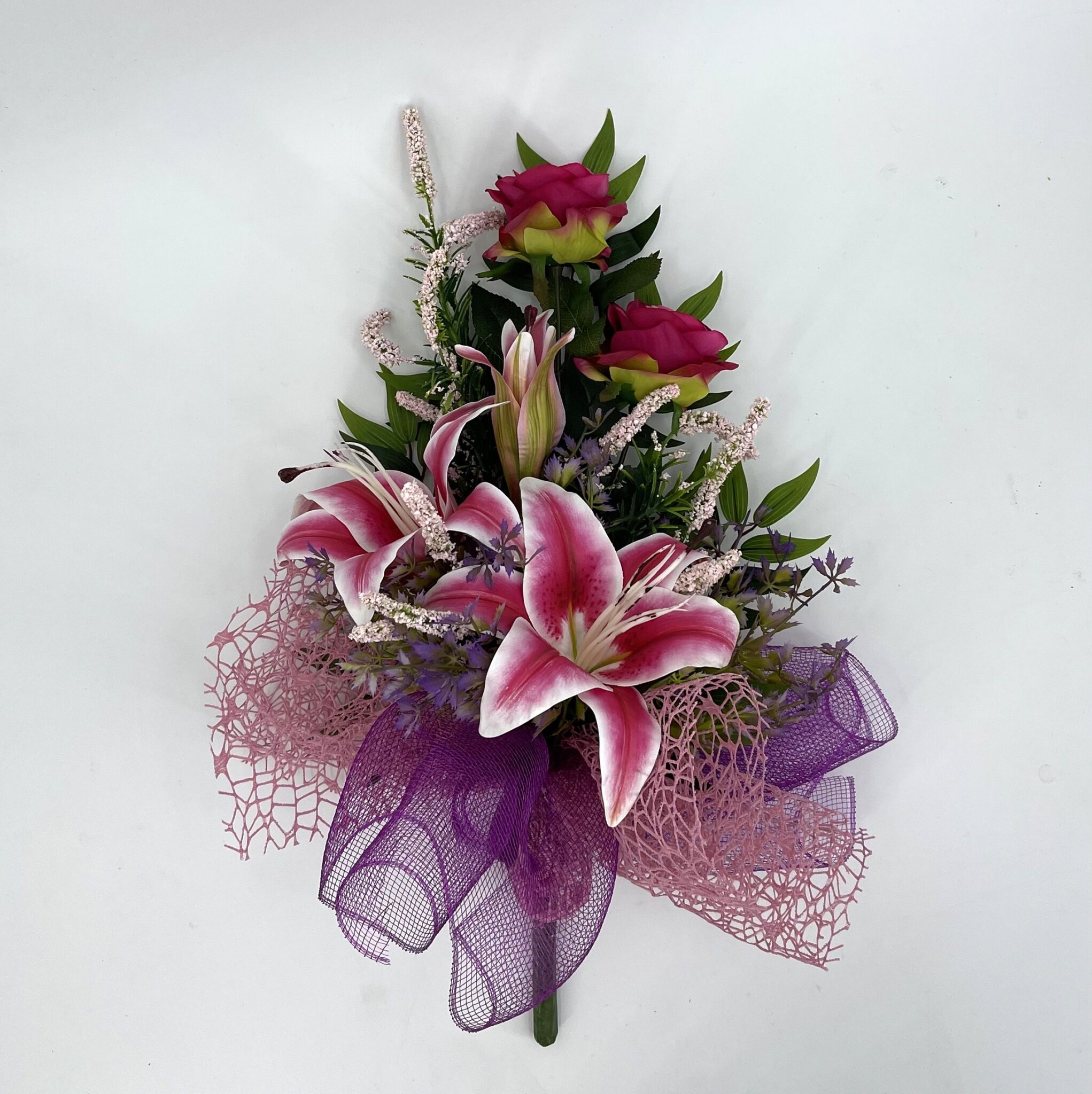 Fiori artificiali per cimitero mazzo con lilium beauty in silicone