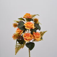 Bouquet di fiori artificiali Rosa Tea arancio