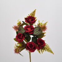 Bouquet di fiori artificiali Rosa Tea rosso