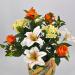Bouquet fiori artificiali lilium rose arancio
