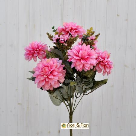 Bouquet fiori artificiali zinnia autunno rosa
