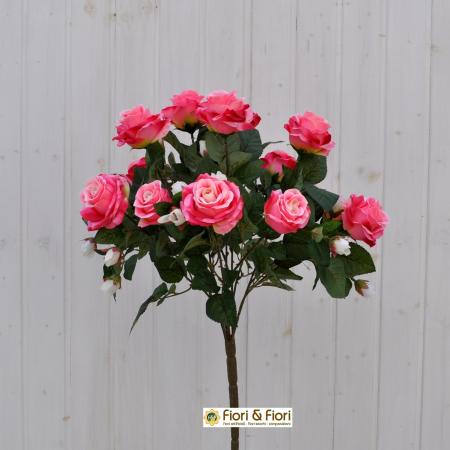 Bouquet fiori artificiali rosa gardens rosa