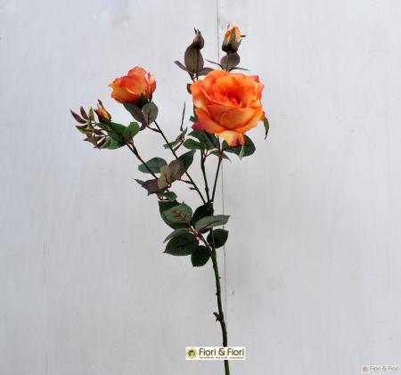 Fiore artificiale Rosa Margaret arancio