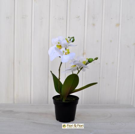 Pianta artificiale phalaenopsis bianca