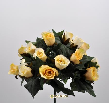 Bouquet fiori artificiali Rose Lady Mary bianco