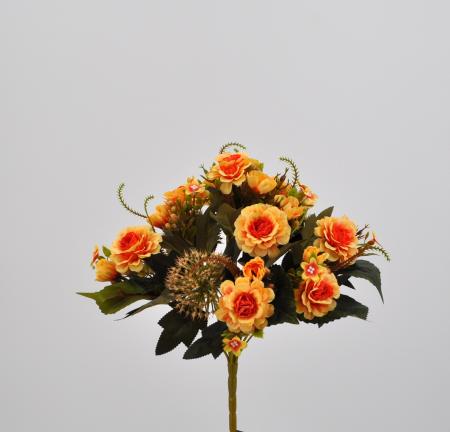 Bouquet fiori artificiali zinnia arancio