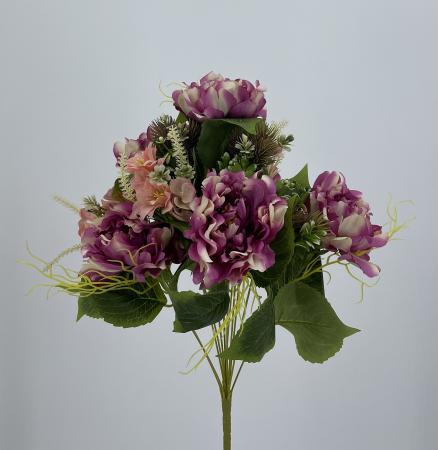 Bouquet fiori finti Peonia country rosa
