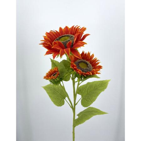 Girasole artificiale 3 fiori arancio