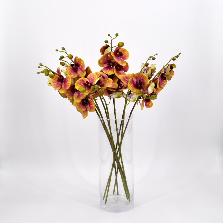 HWSY Fiori Artificiali 70 Centimetri Farfalla Fiore Orchidea con Grande Vaso Dorato Fiori di Seta Mazzi